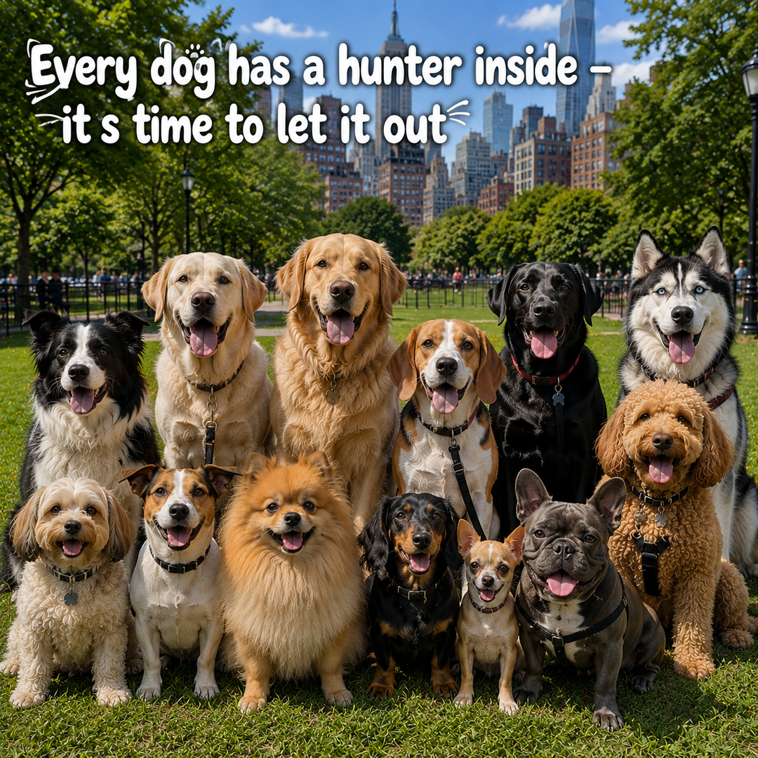 Active dogs and hunting instinct message